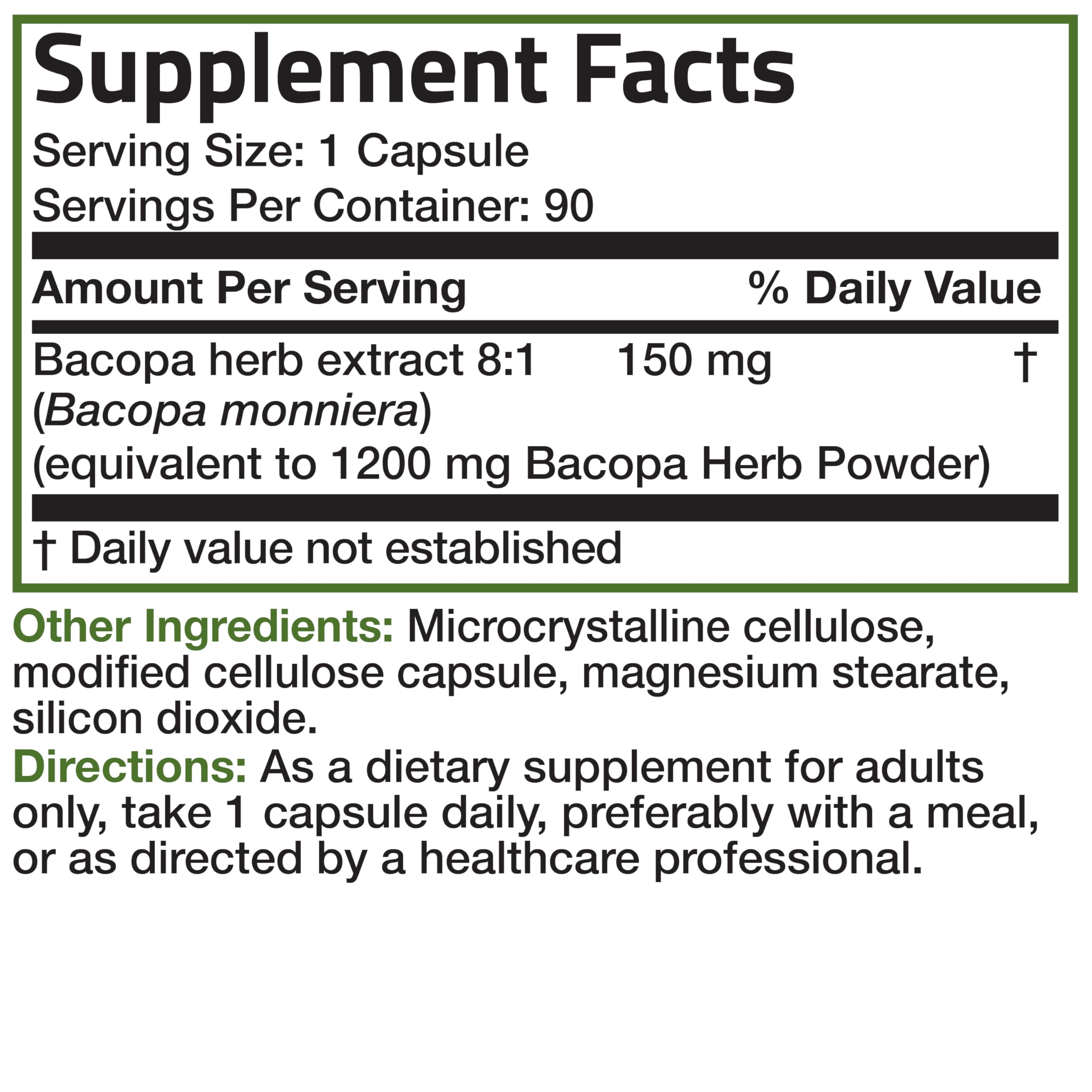 90 vegetarian capsules bottle of Bronson Bacopa