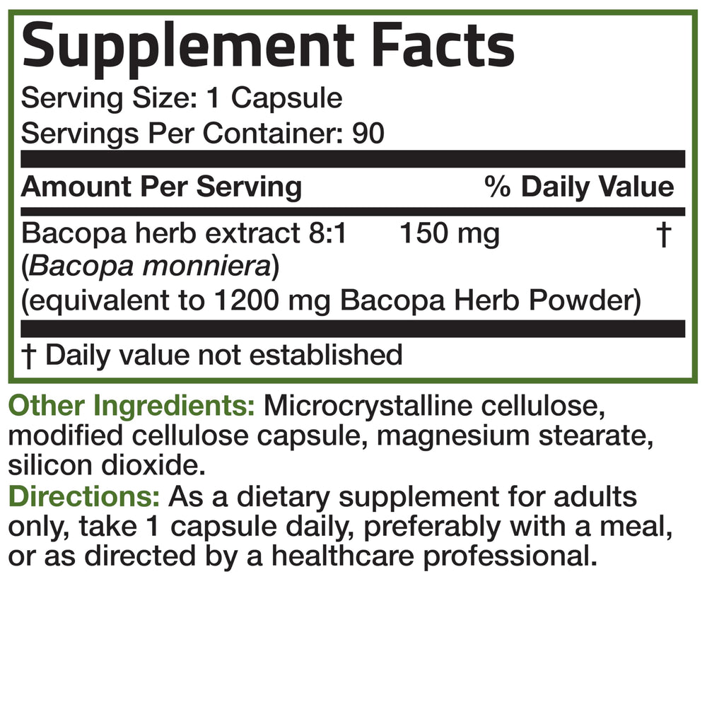 90 vegetarian capsules bottle of Bronson Bacopa