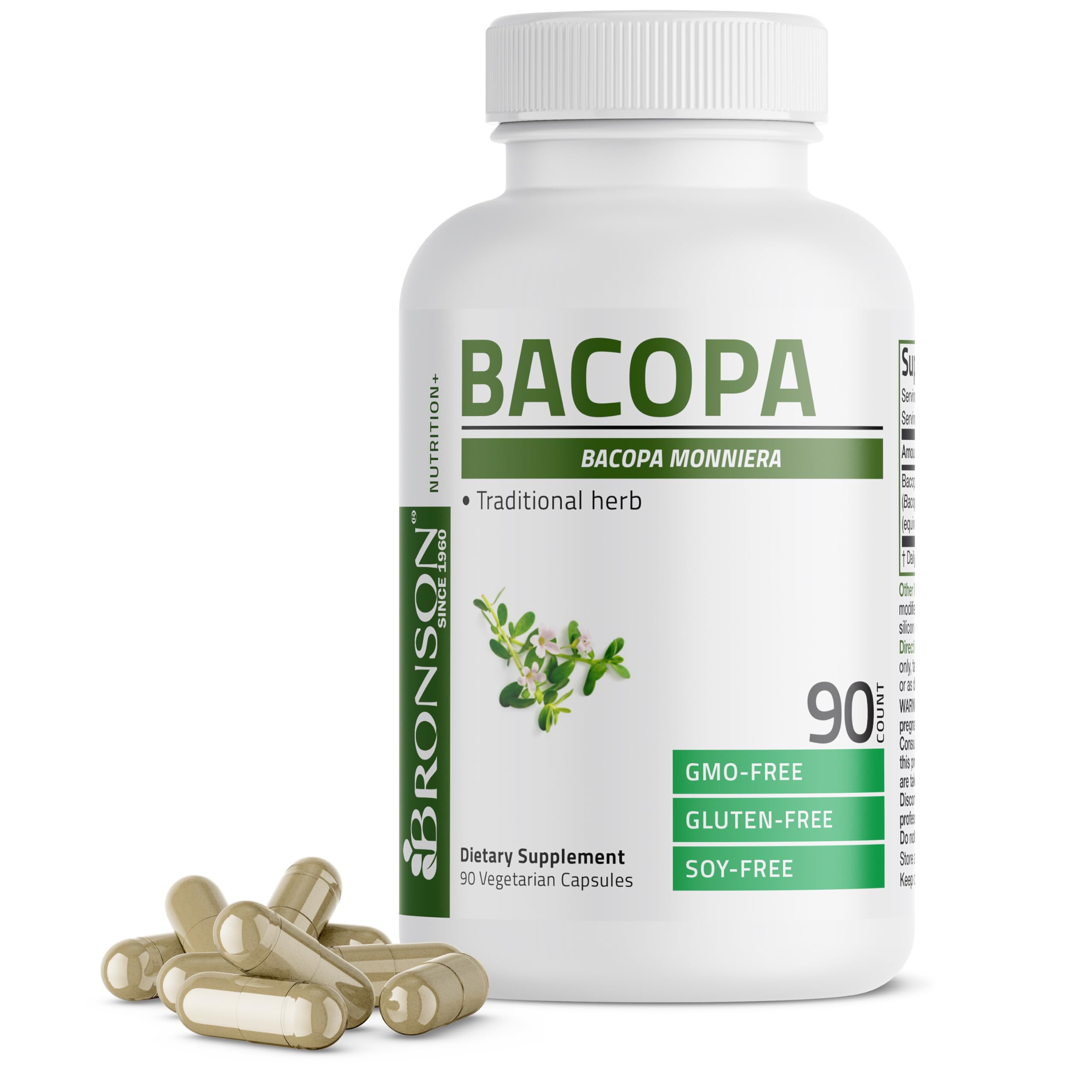 Bronson Bacopa brain support supplement bottle highlighting brain health