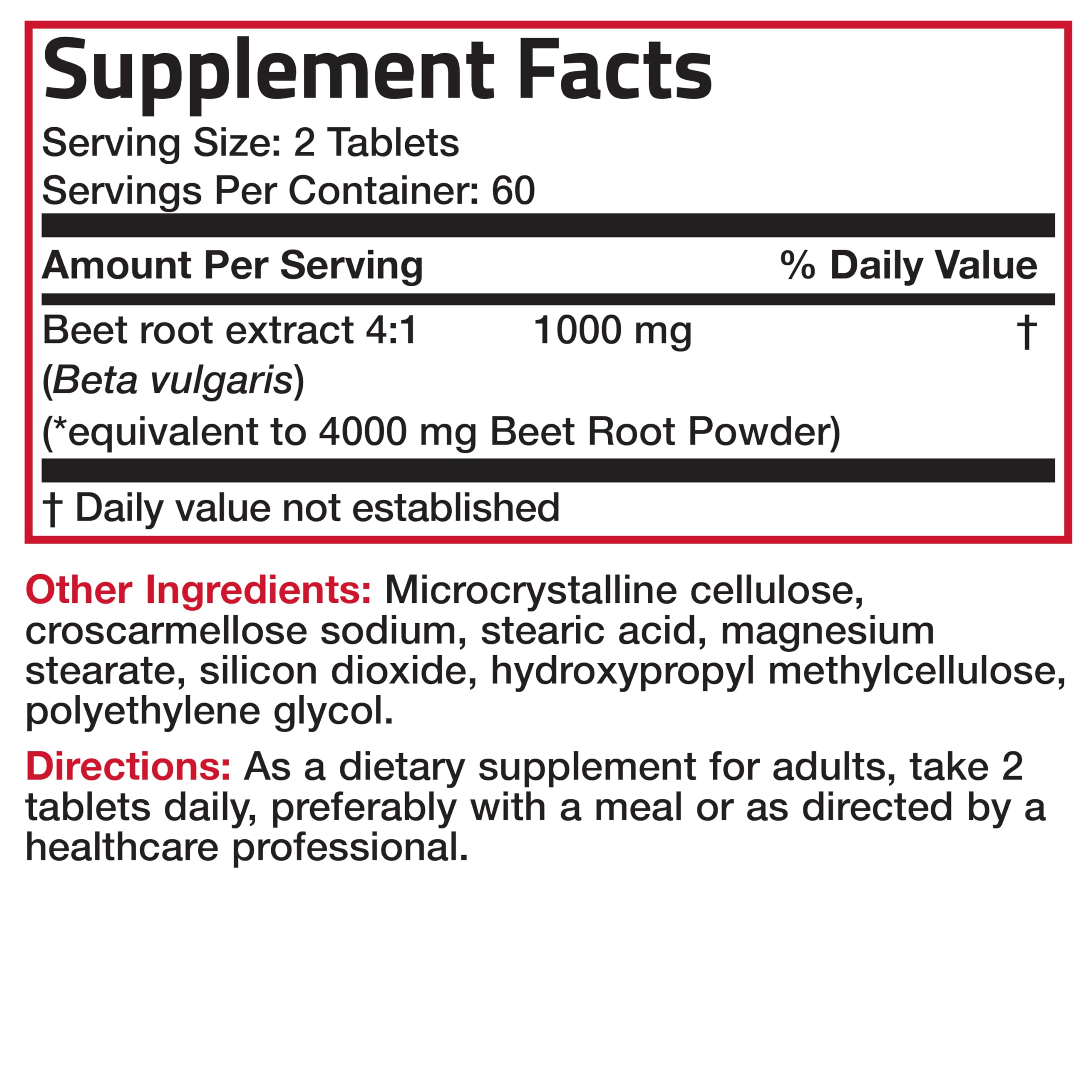 Bronson Beet Root 120 vegetarian tablets
