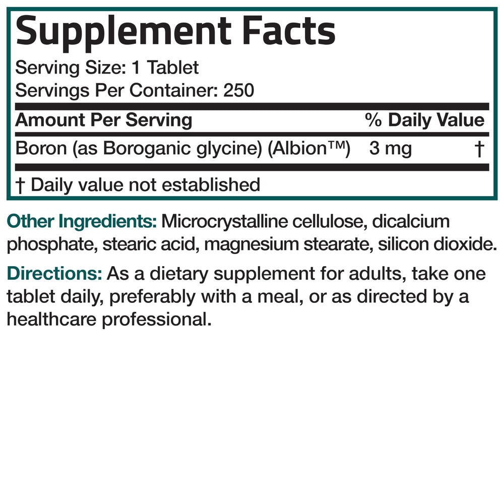 Packaging view of Bronson Boron 3 mg vegetarian tablets