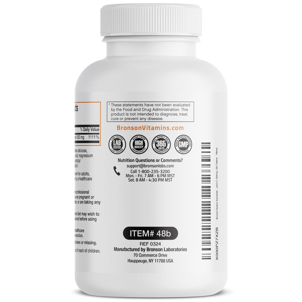 Bronson 250 count vitamin C bottle packaging