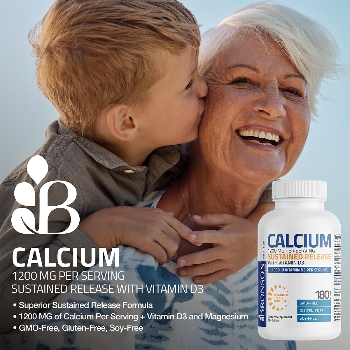 Supplement facts panel for Bronson Calcium 1200 mg with D3