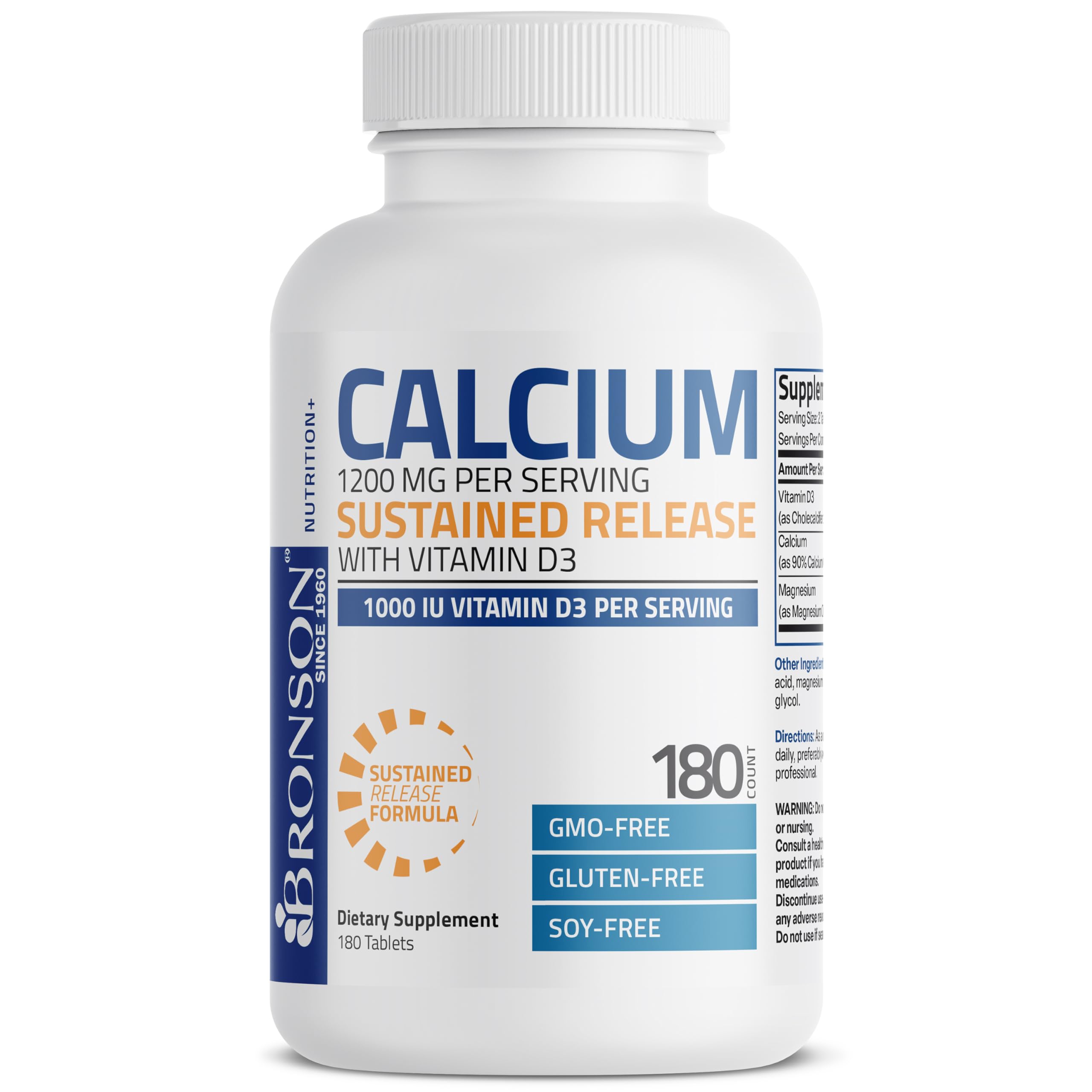 Non-GMO, gluten-free and soy-free Bronson calcium formula image