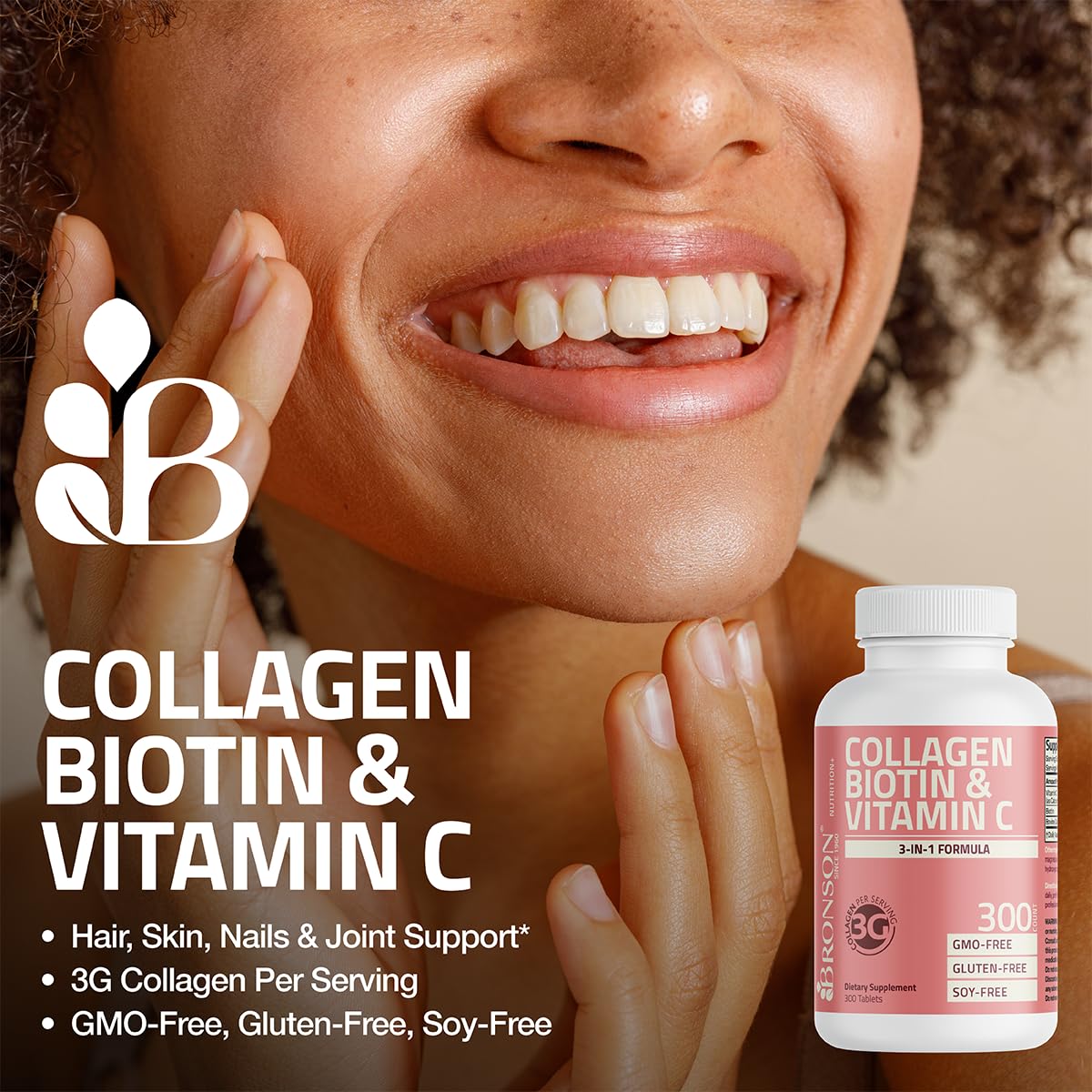 Biotin and Vitamin C ingredients highlighted on bottle label