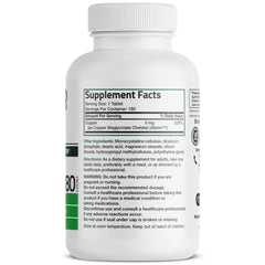 Label close-up showing copper bisglycinate chelate on Bronson bottle