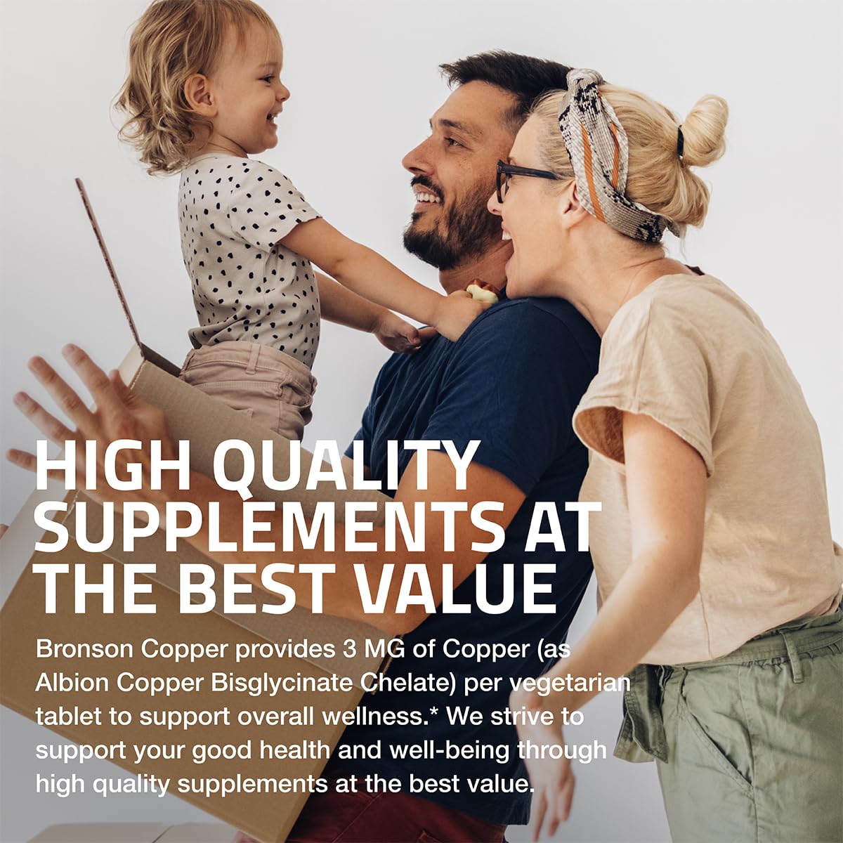 Supplement facts panel for Bronson Copper Glycinate 3 mg