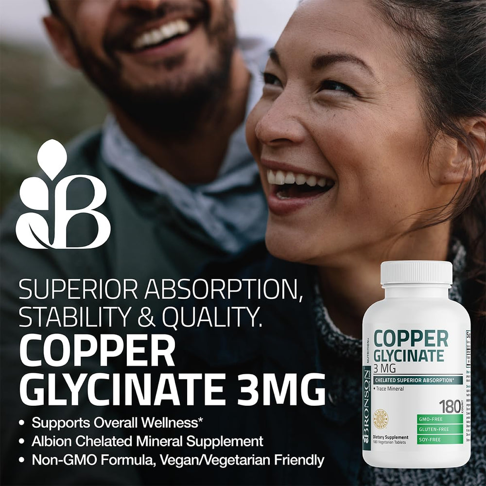 Bronson Copper Glycinate 3 mg box with bottle on display