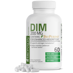 Bronson DIM 200 mg supplement bottle with BioPerine
