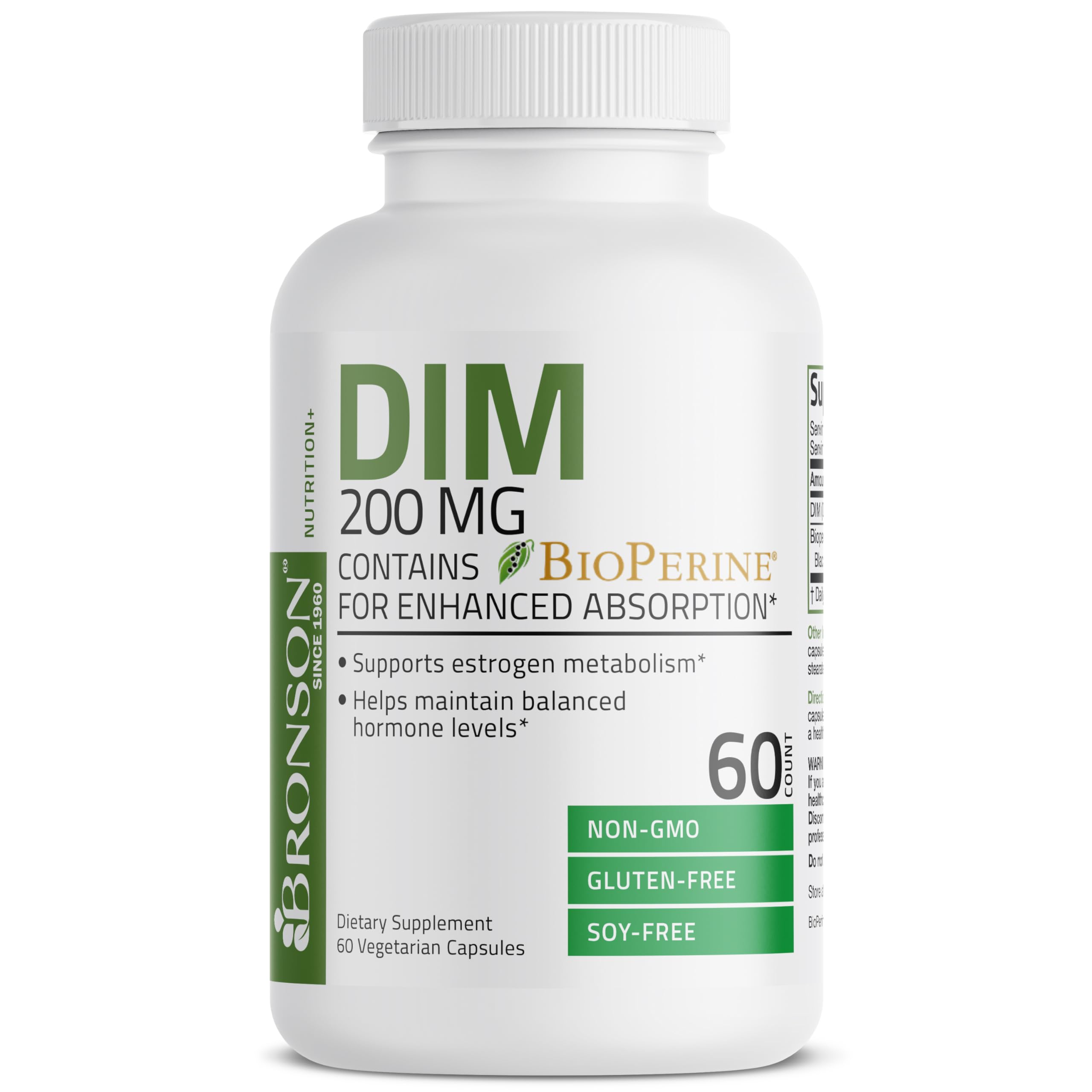 Vegetarian DIM capsules in blister pack showing DIM 200 mg