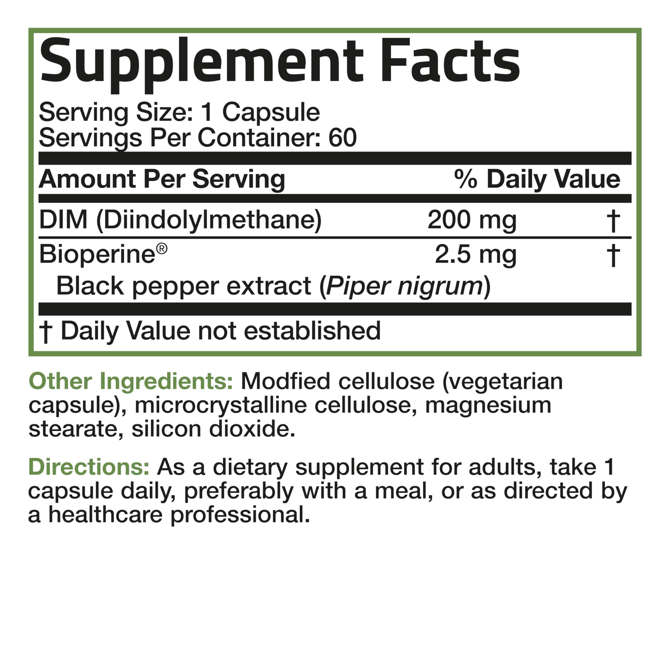 Bronson DIM 200 mg bottle with 60 vegetarian capsules