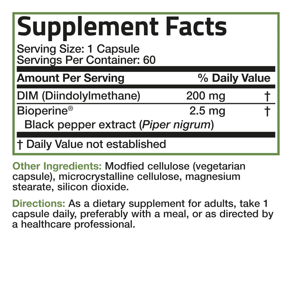 Bronson DIM 200 mg bottle with 60 vegetarian capsules