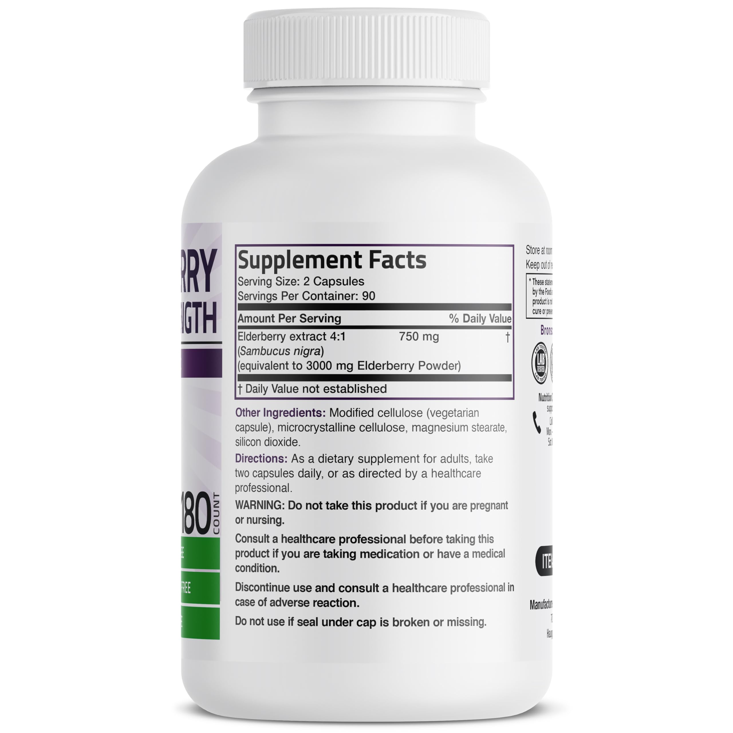 Close-up of elderberries used in the supplement