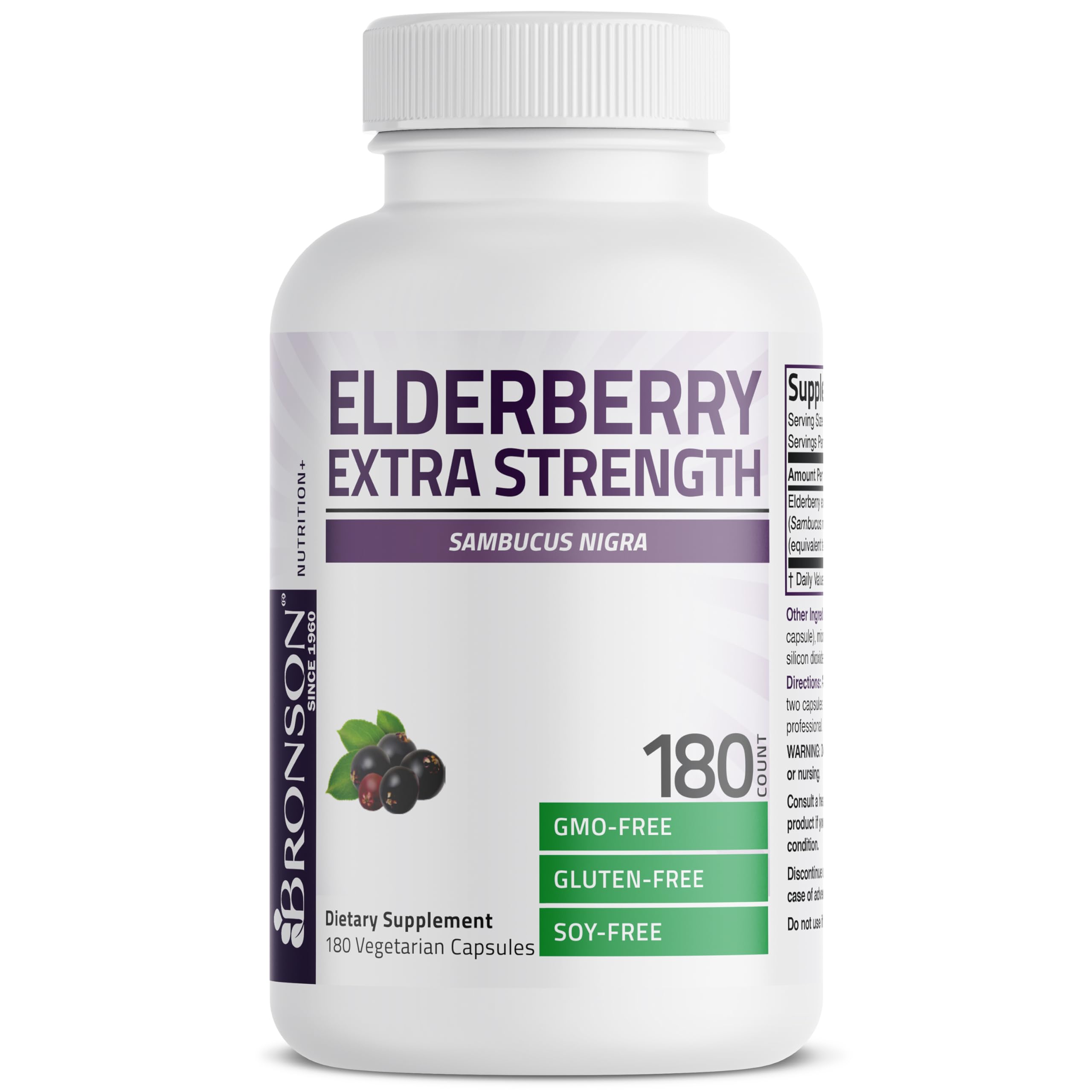 Bronson Elderberry Extra Strength supplement facts panel