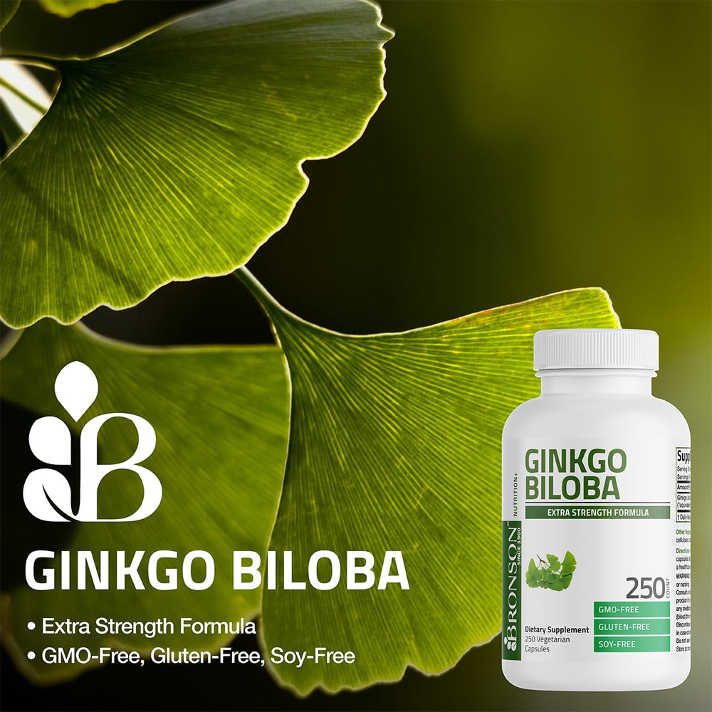 GMO-Free, Gluten-Free and Soy-Free Bronson Ginkgo Biloba labeling
