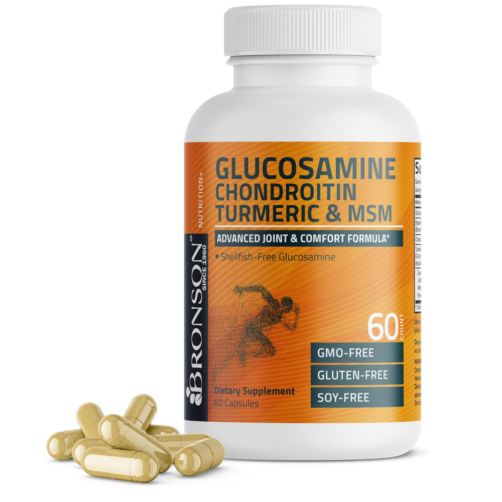 Bronson Glucosamine Chondroitin Turmeric & MSM Advanced Joint Formula bottle – front view