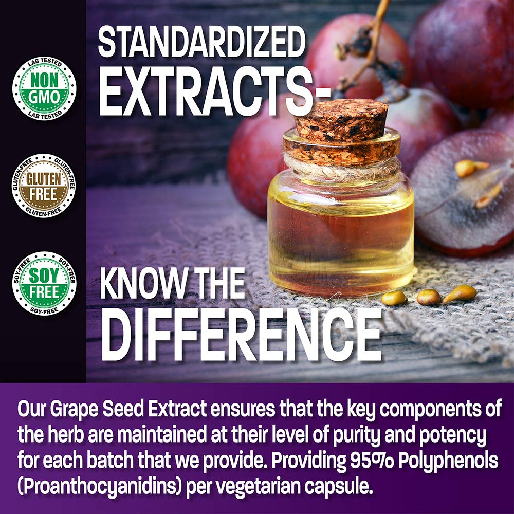 Label showing 95% polyphenols (proanthocyanidins) standardization