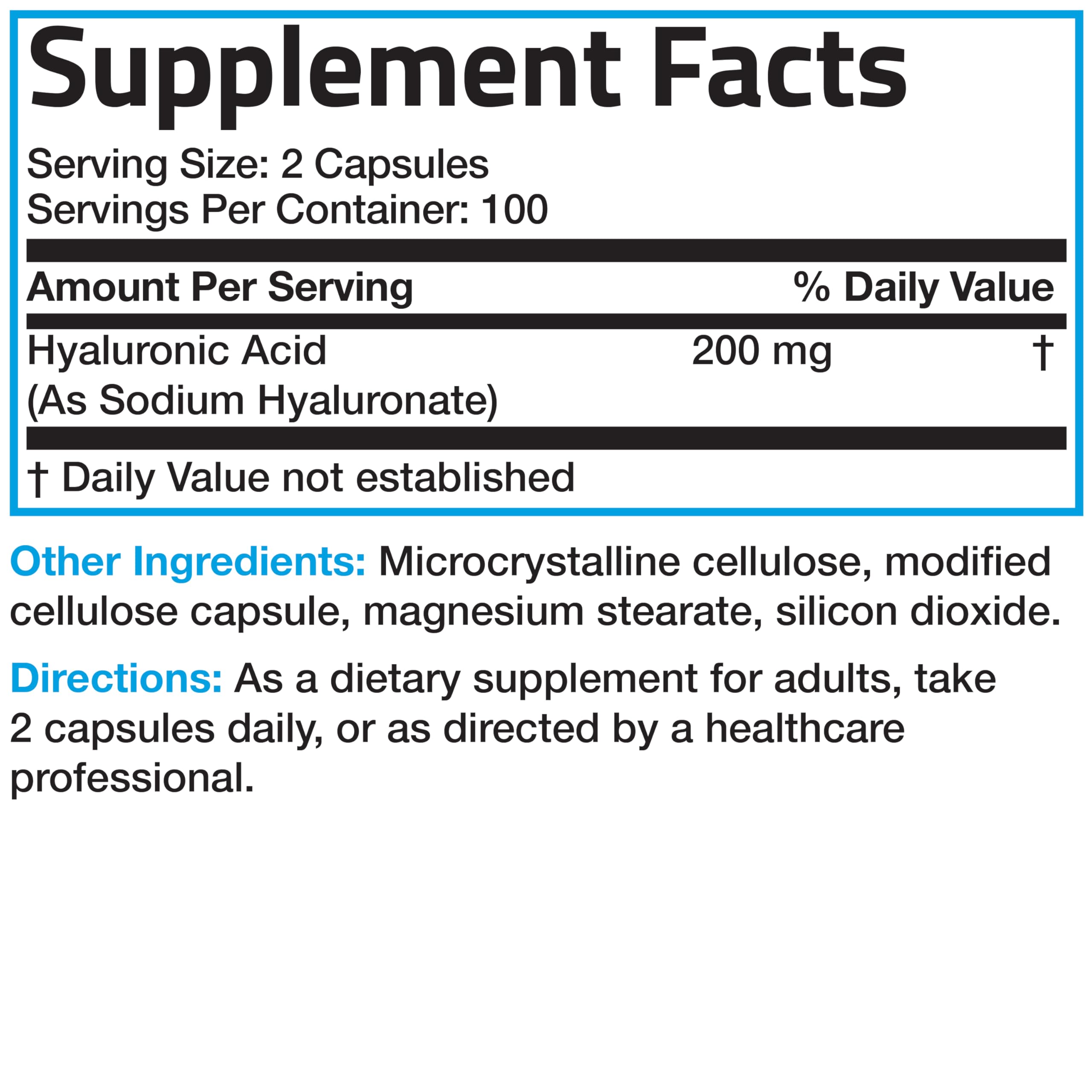 Bronson Hyaluronic Acid 200 mg bottle with capsules