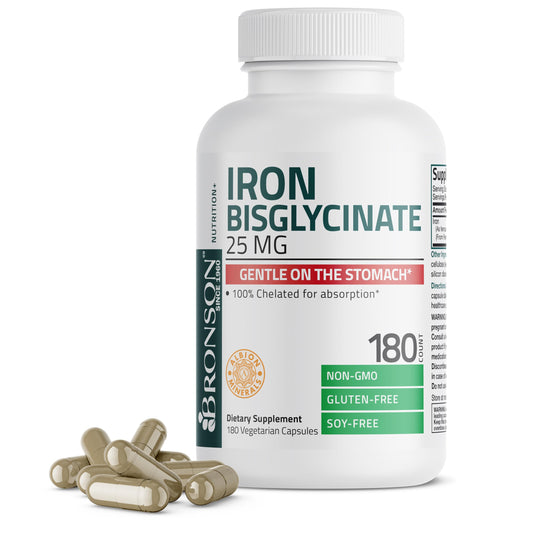 Bronson Iron Bisglycinate 25 mg bottle front label