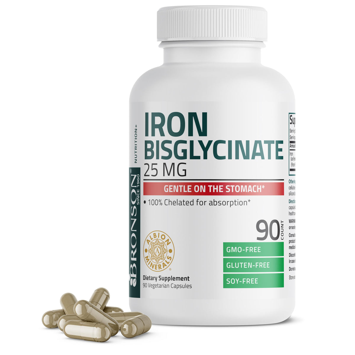 Bronson Iron Bisglycinate 25 mg bottle