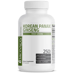 Panax Ginseng capsules spilled from Bronson bottle