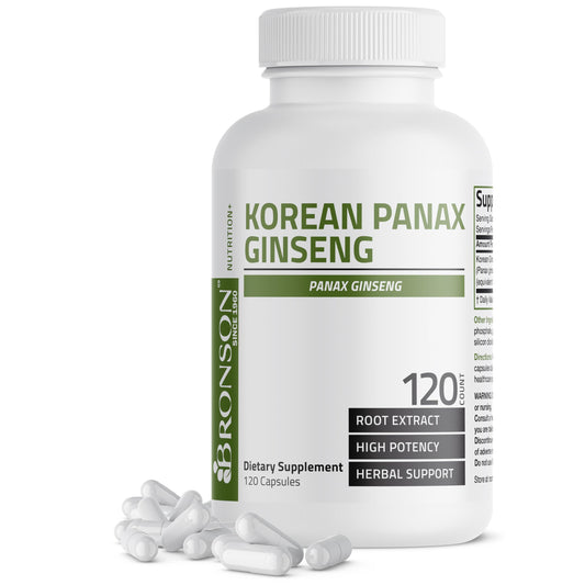 Bronson Korean Panax Ginseng bottle front with 120 capsules