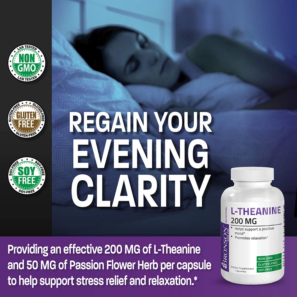 Bronson L-Theanine 200mg supplement ingredients panel