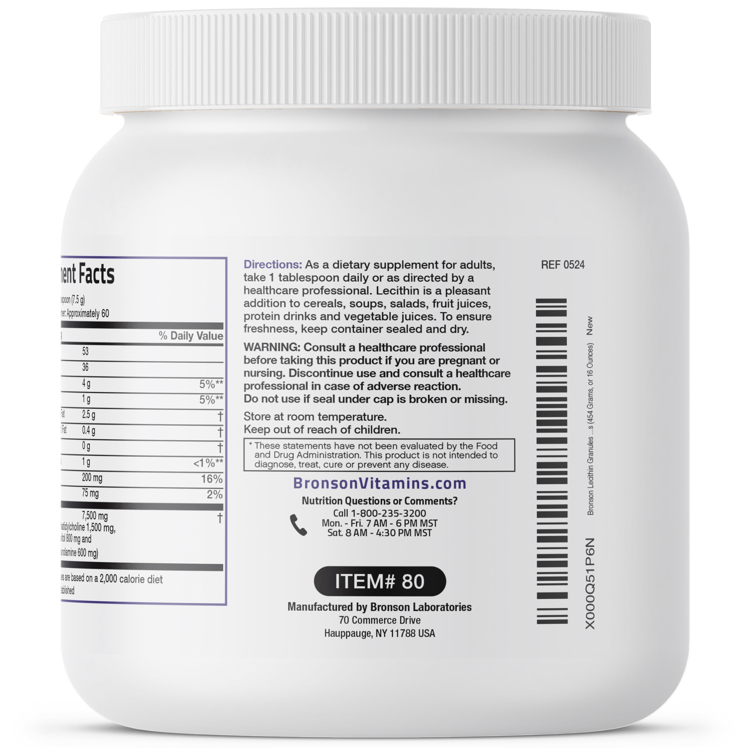 Bronson Lecithin Granules packaging with branding and features