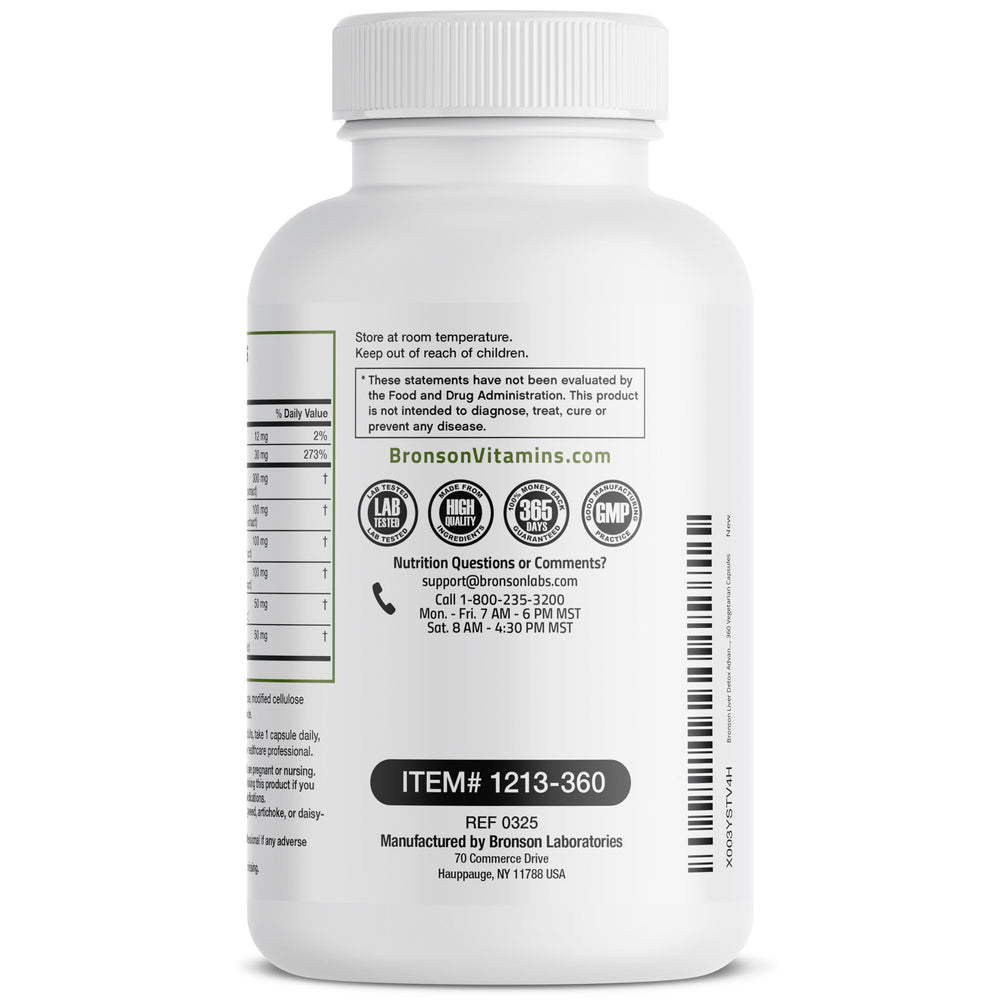 Trusted since 1960 branding on Bronson Liver Detox packaging