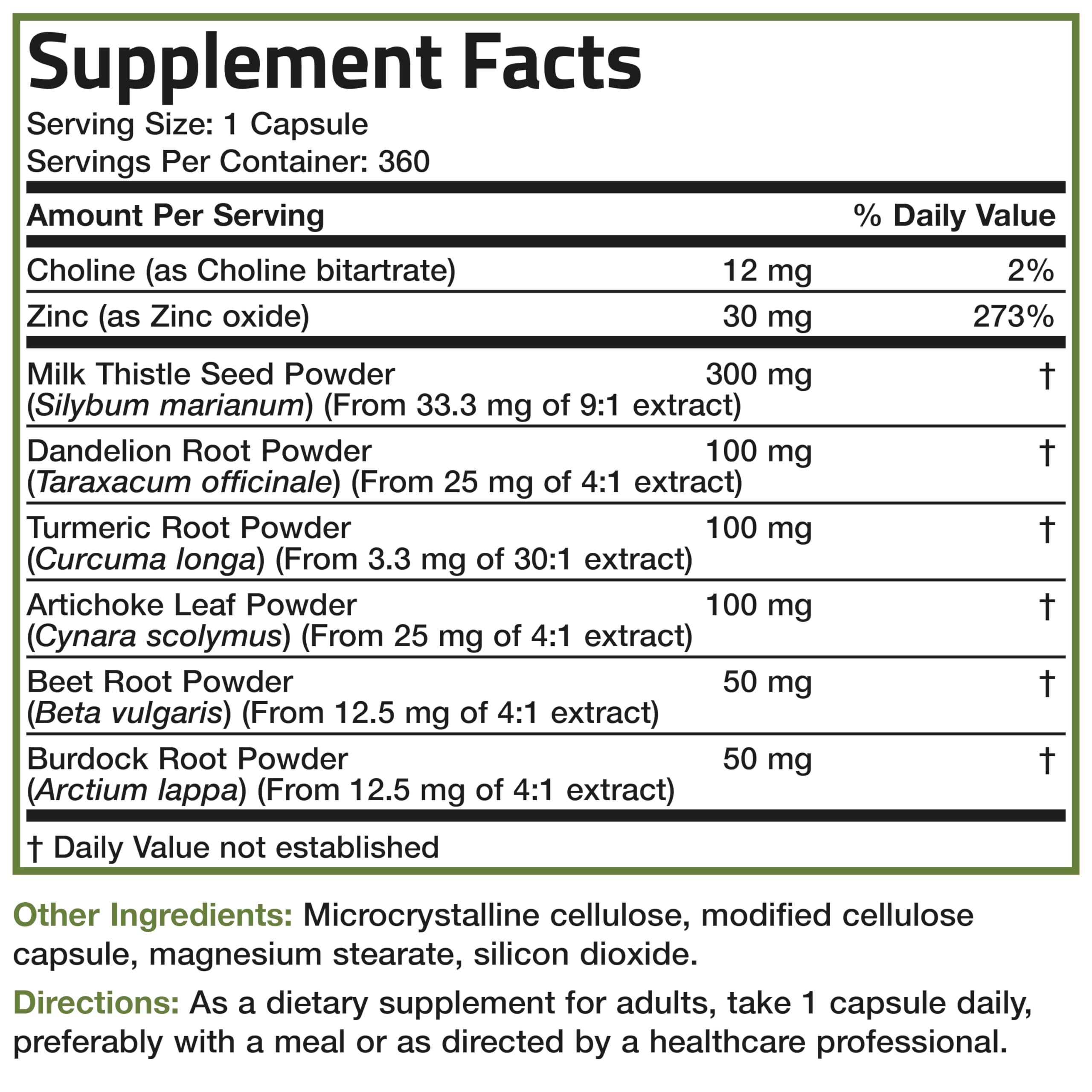 Allergen statement on Liver Detox bottle stating contains flowers and ragweed allergy warning