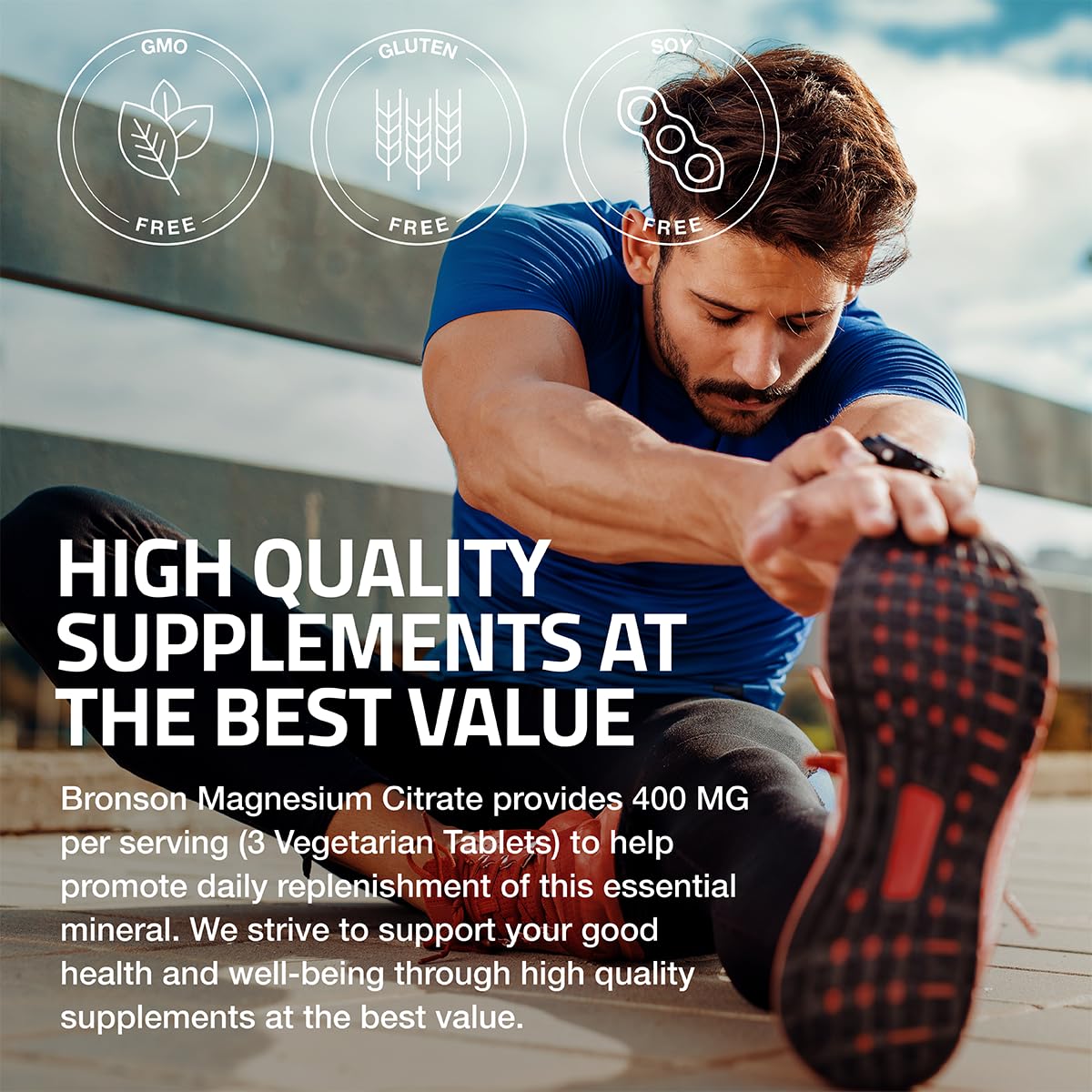 Supplement facts and GMO-free label on packaging