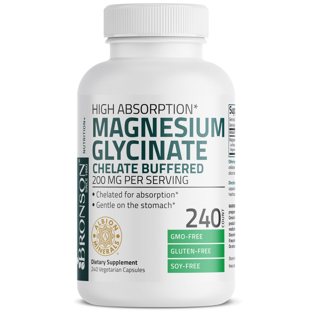 Bronson Magnesium Glycinate product label with supplement facts