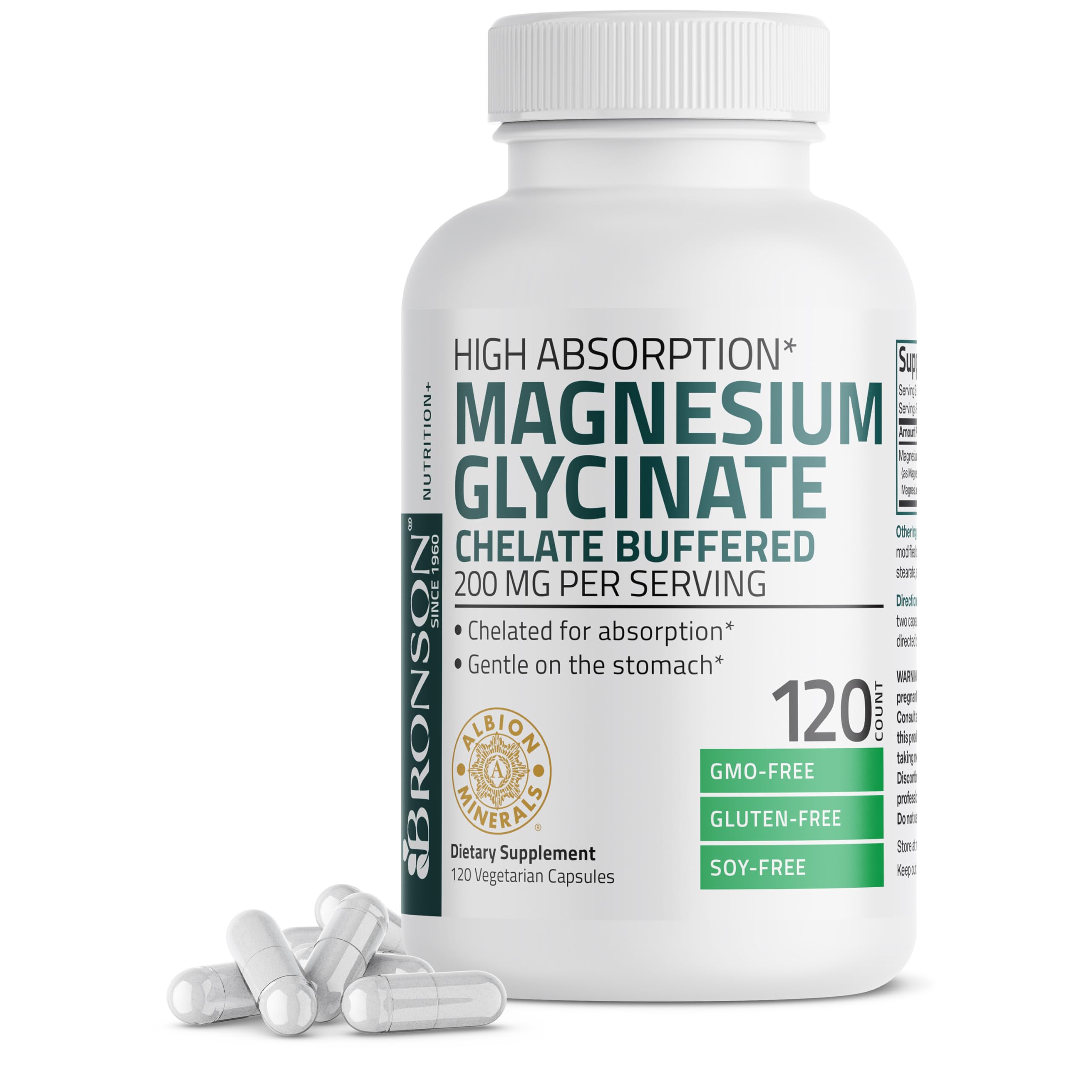 Bronson Magnesium Glycinate 200 mg bottle front view