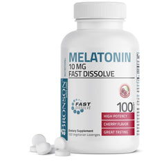 Bronson Melatonin 10mg fast dissolve cherry flavored tablets bottle