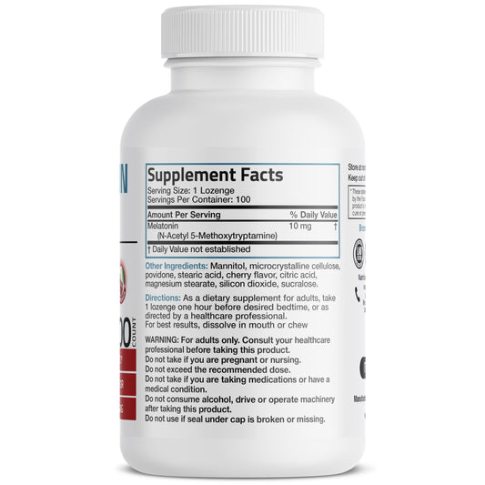 Close-up of cherry flavored melatonin fast dissolve tablets
