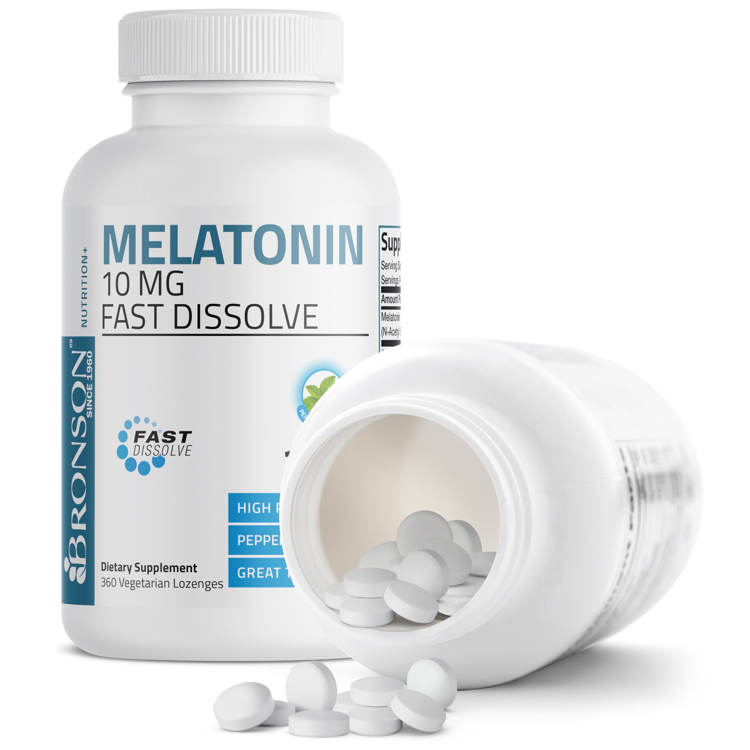 360-count Bronson Melatonin vegetarian lozenges packaging
