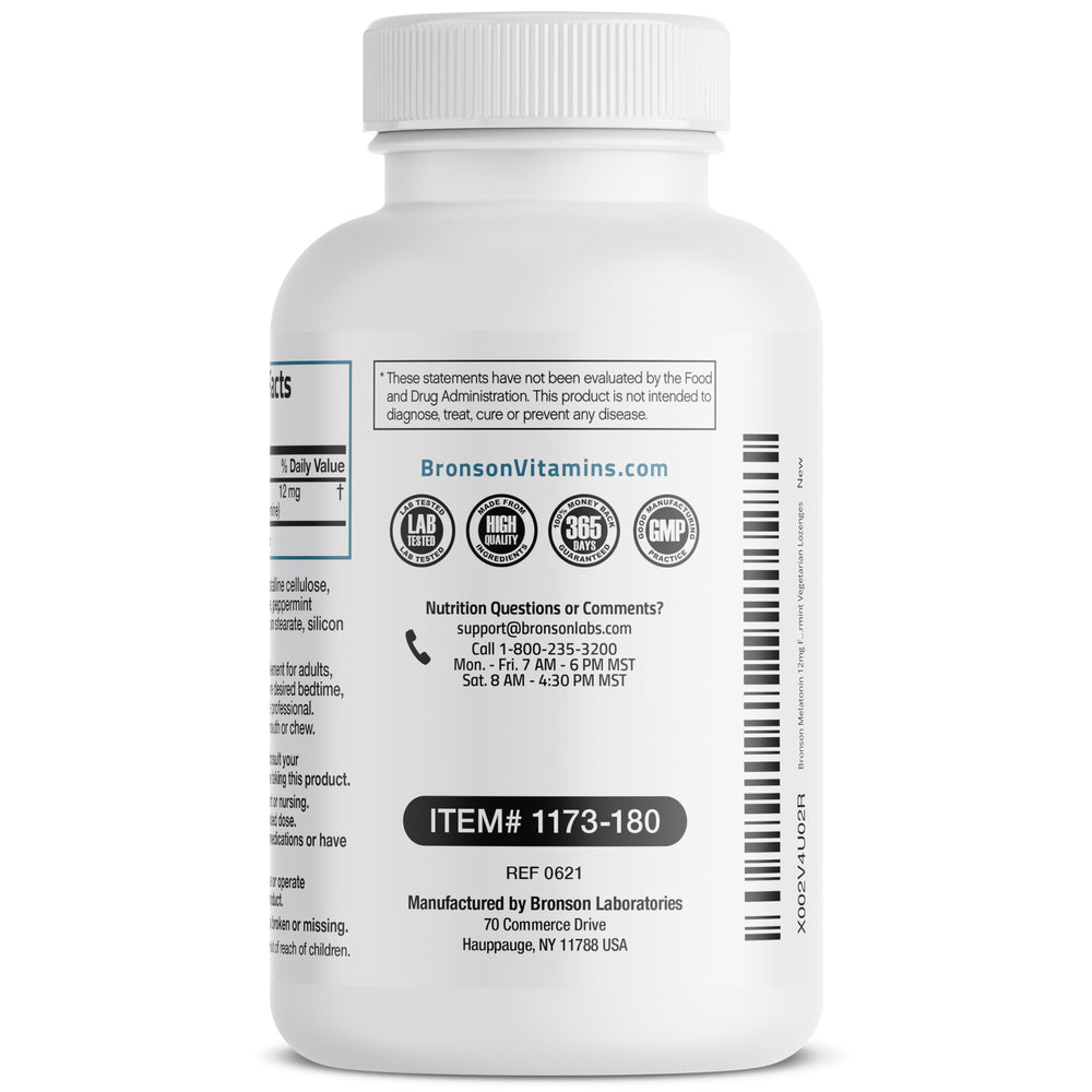 Bronson Melatonin 12mg Fast Dissolve cGMP quality concept