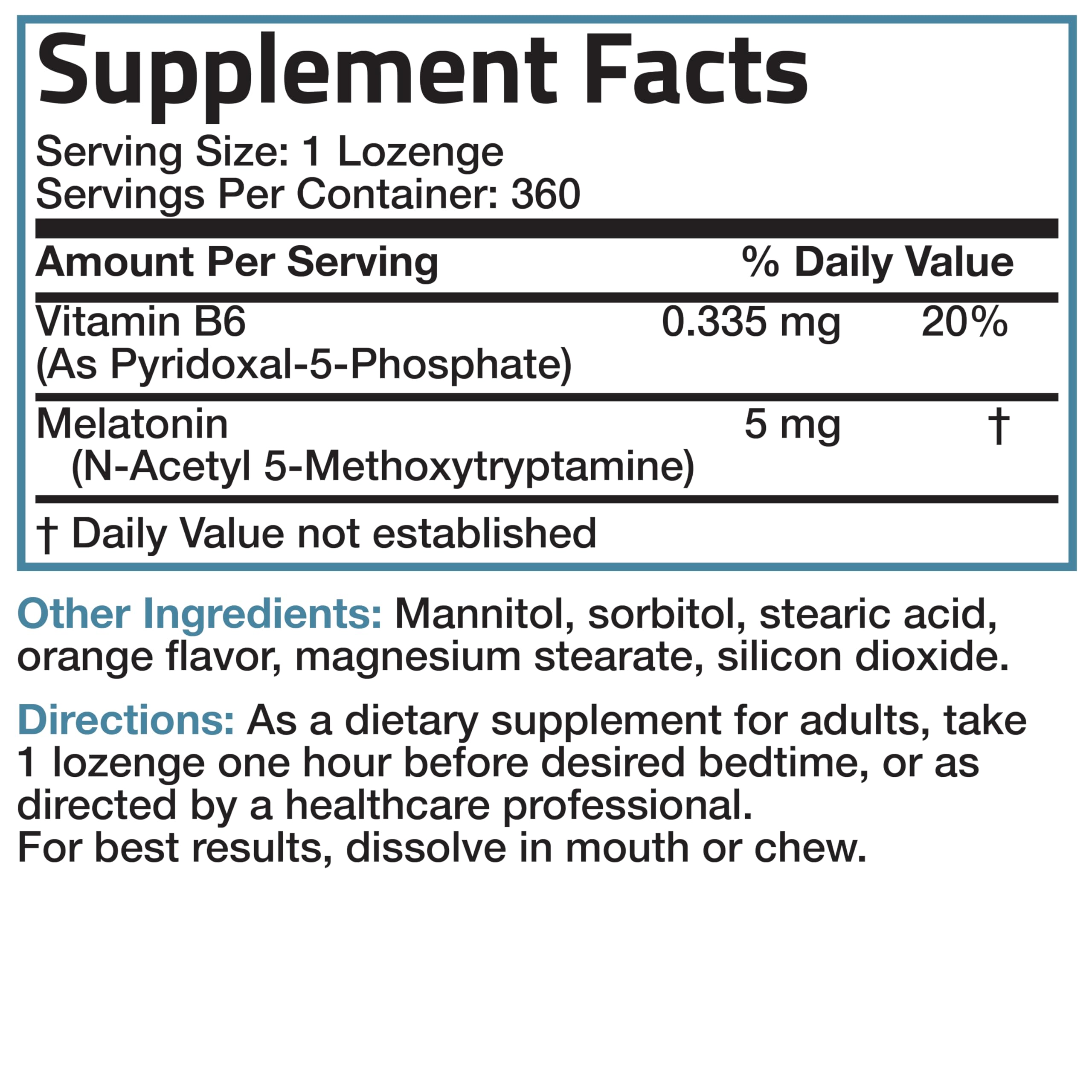 Bottle with Bronson Melatonin lozenges 5mg 360-count packaging