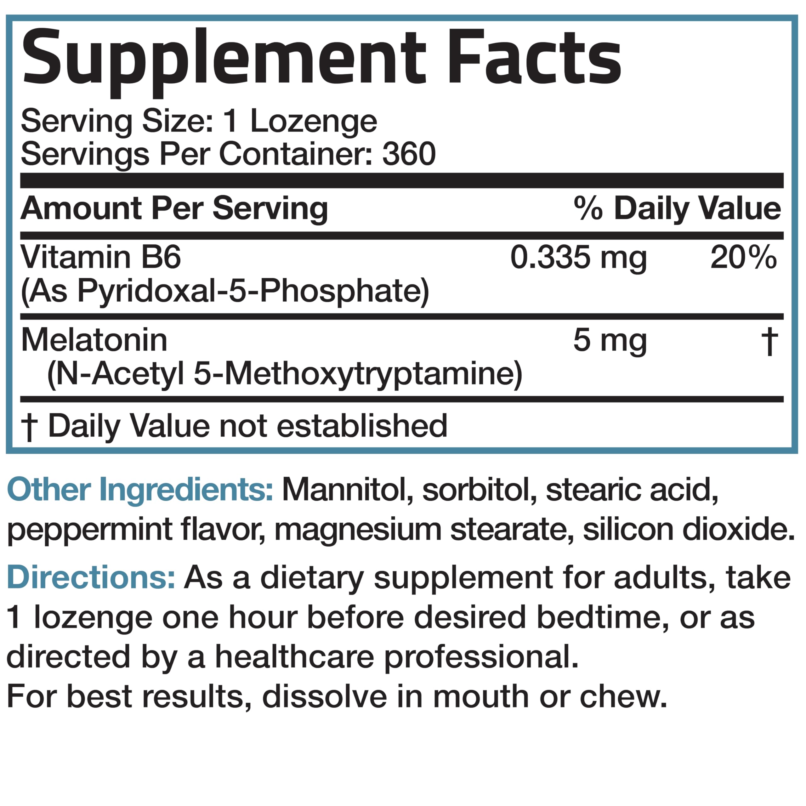 Bronson Melatonin 5mg bottle with 360 vegetarian chewable lozenges