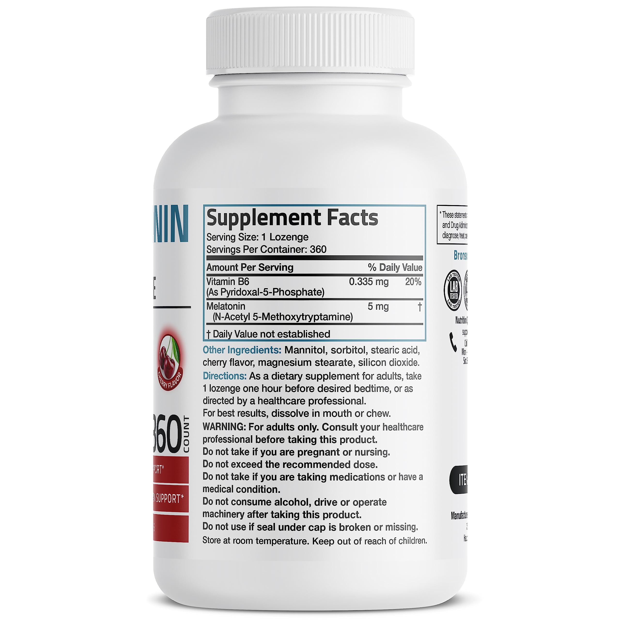 Cherry-flavored Melatonin fast-dissolve tablet close-up