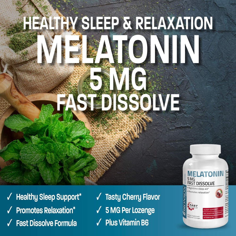 Vitamin B6 highlighted on Bronson Melatonin bottle
