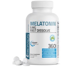 Bronson Melatonin 5mg fast-dissolve peppermint lozenges bottle