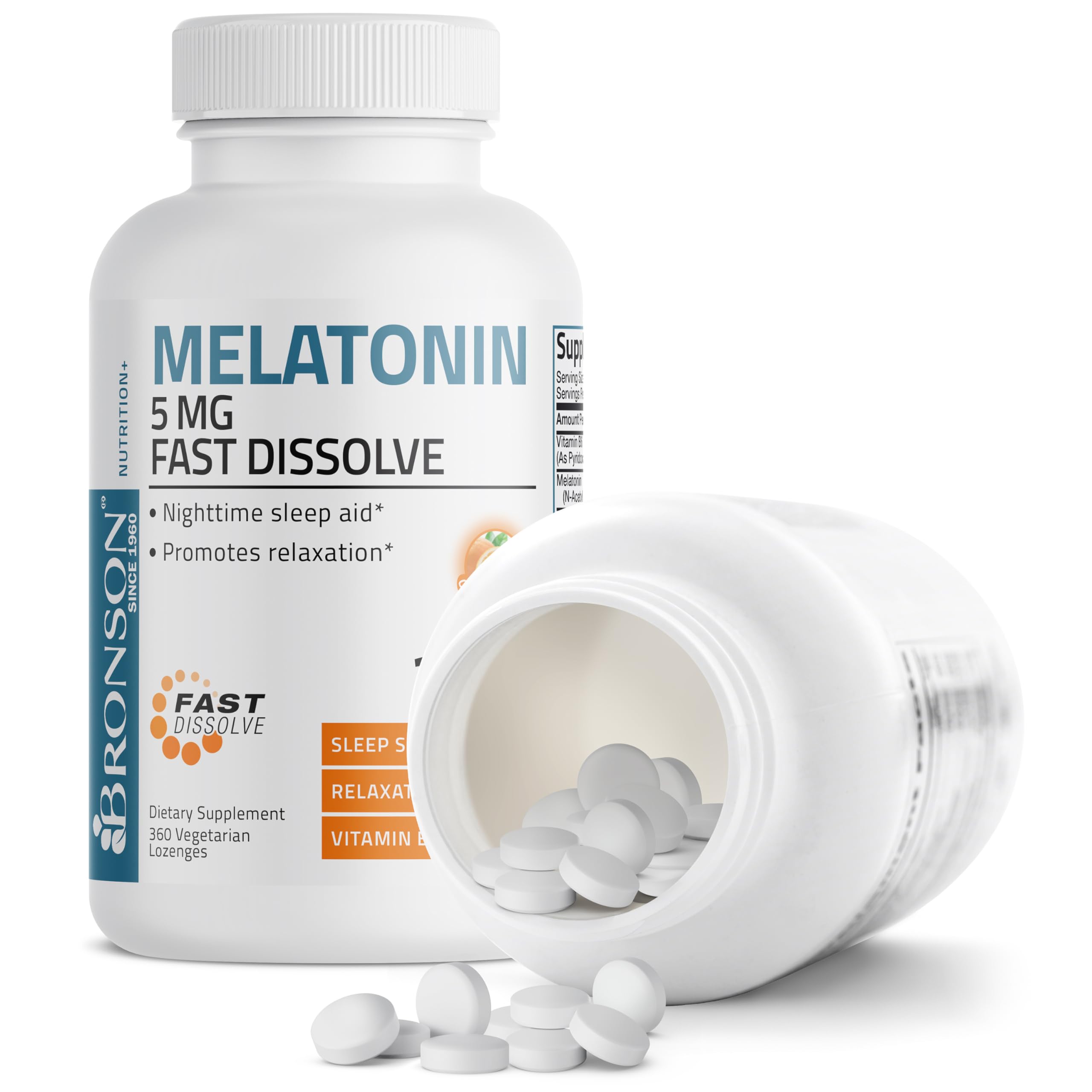 Bronson Melatonin orange flavor lozenges packaging hero image