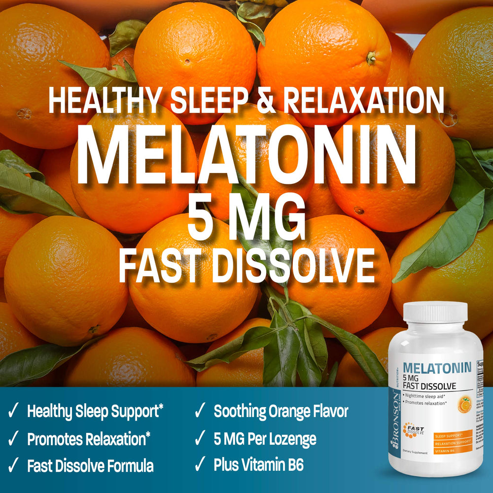 Close-up of orange-flavored melatonin lozenge