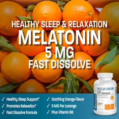 Close-up of orange-flavored melatonin lozenge