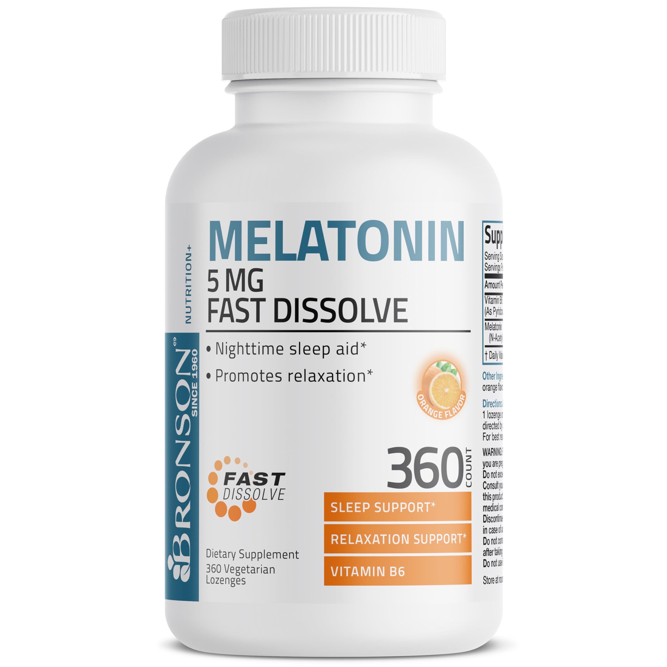 Orange-flavor melatonin lozenge dissolving in mouth