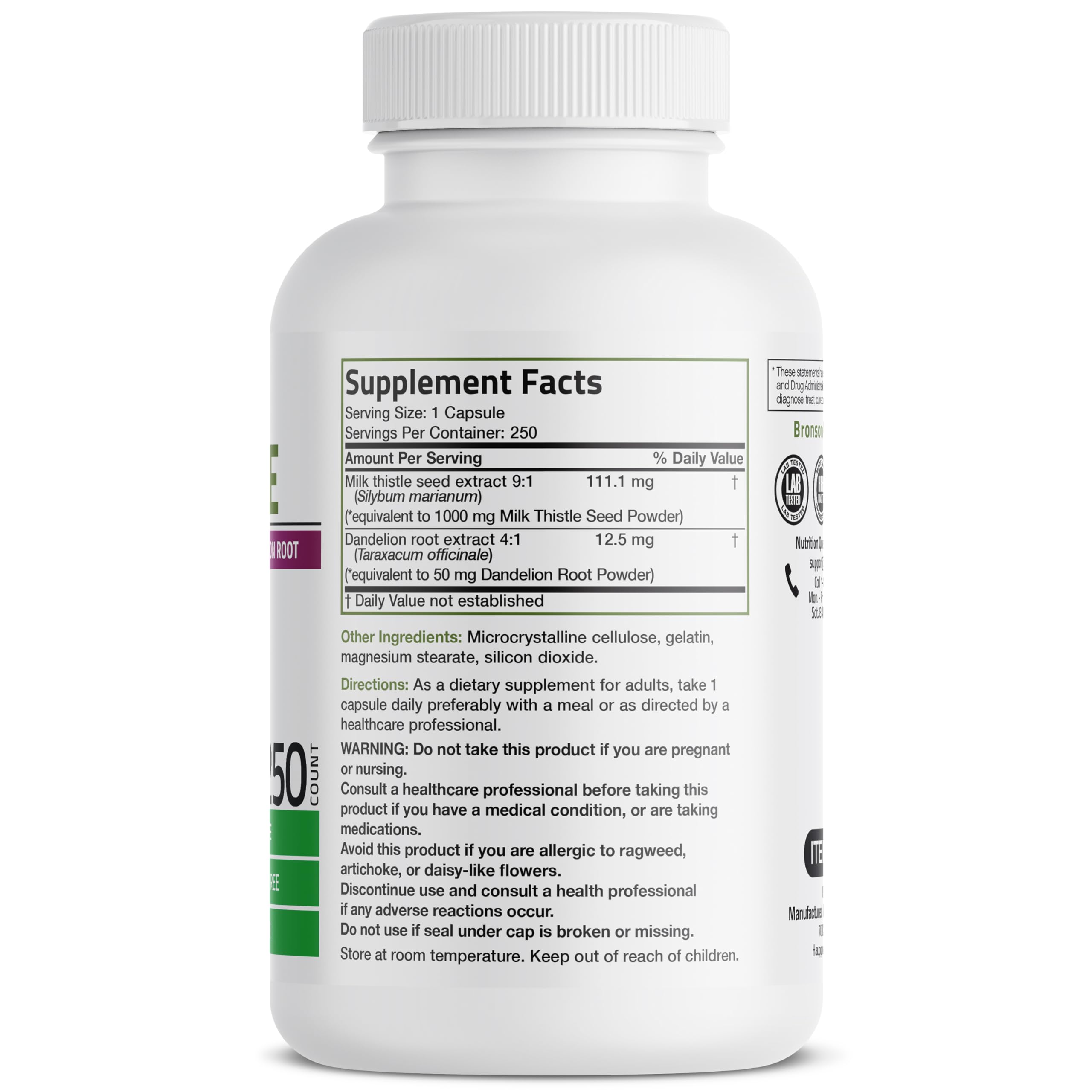 Milk thistle and dandelion root ingredients close-up