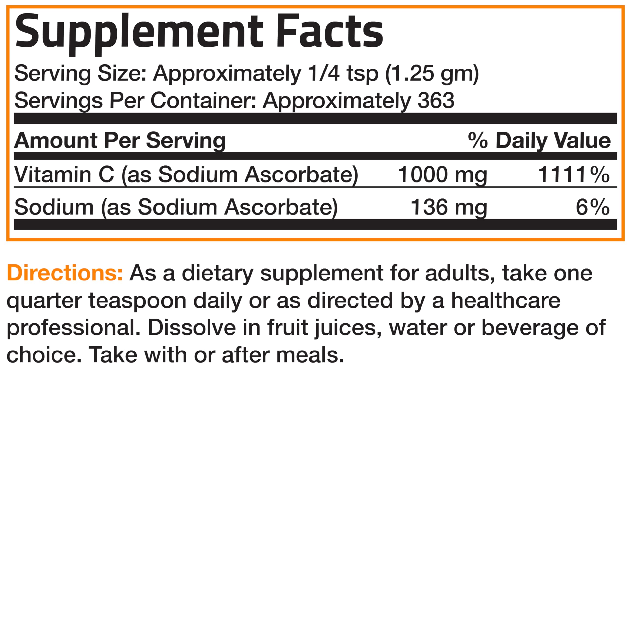 Serving suggestion for Non-Acidic Vitamin C powder usage