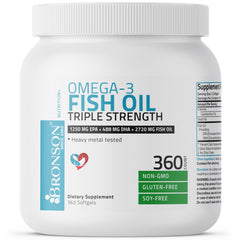 Bronson Omega-3 Fish Oil Triple Strength label showing EPA and DHA information