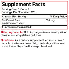 Bronson Red Yeast Rice 120 capsules packaging on shelf